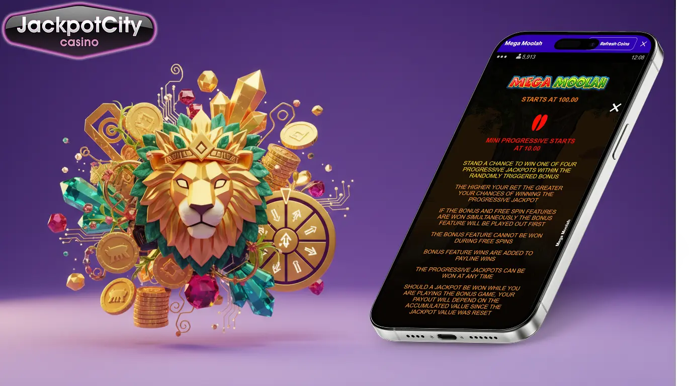 jackpot city mega moolah características